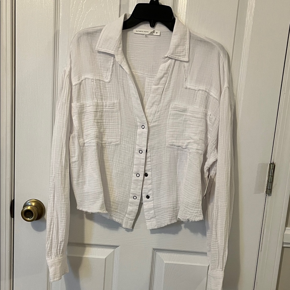 Alter’d State Button-Down Shirt in white crushed fabric